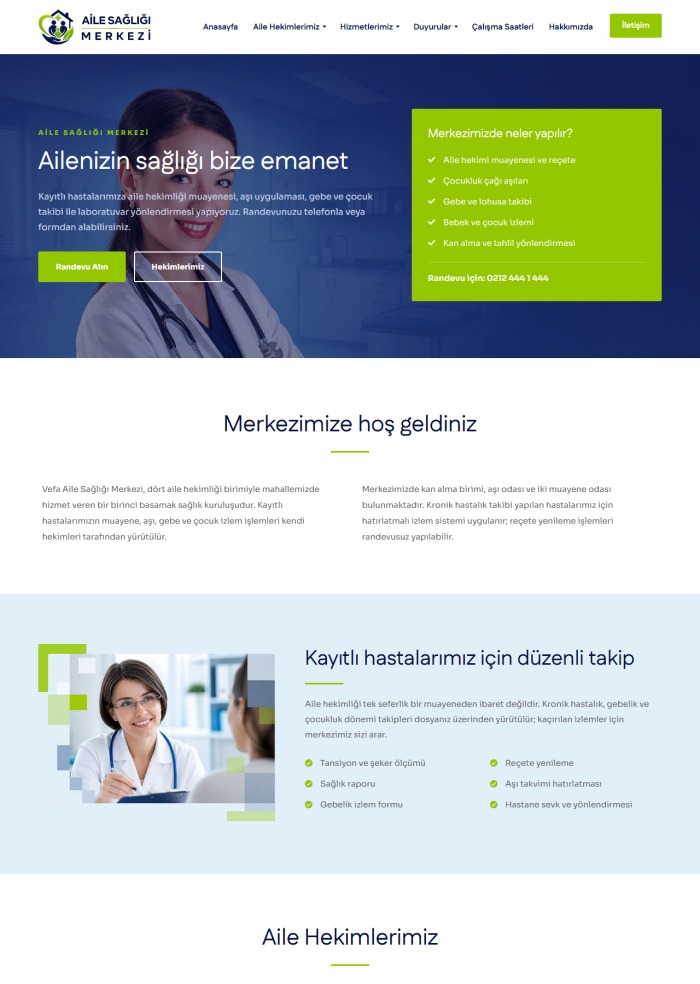 Aile Sağlığı Merkezi – Sağlık sitesi teması