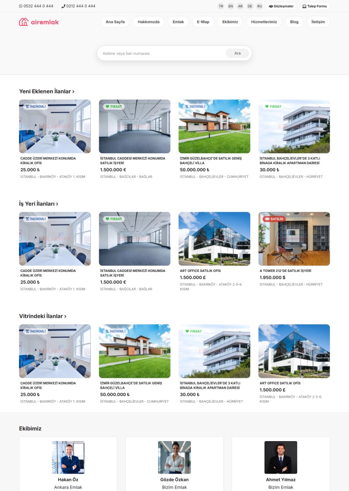 Airemlak – Taşımacılık ve Lojistik sitesi teması