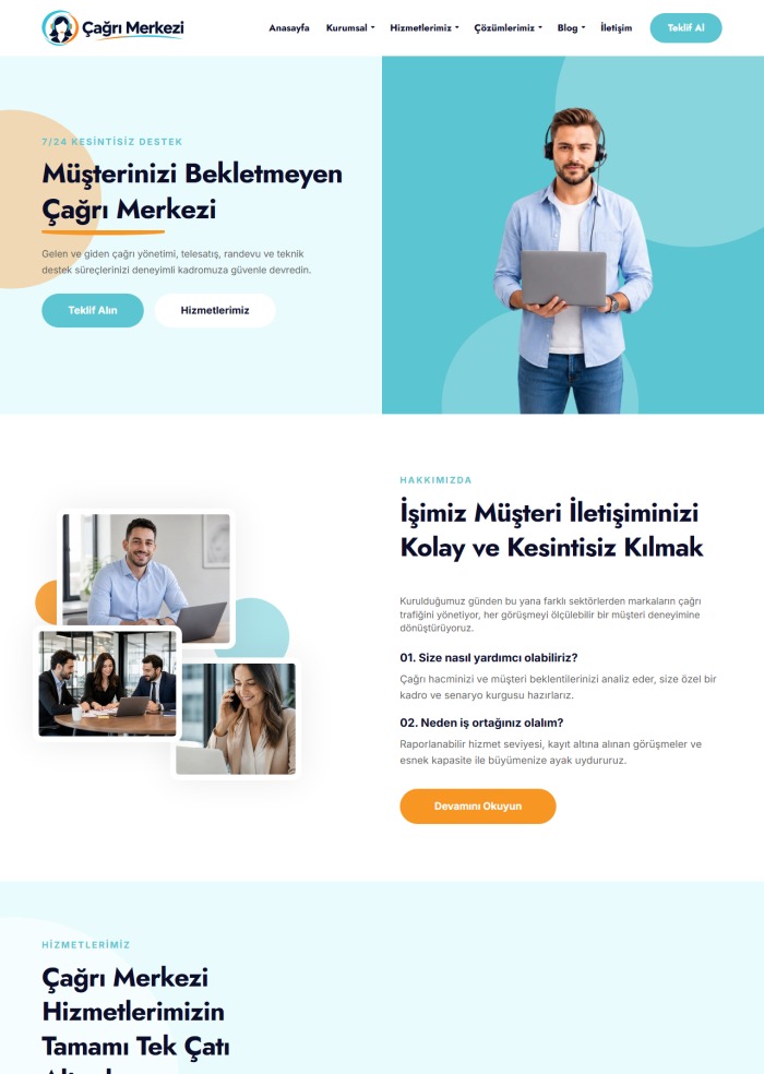 Çağrı Merkezi – Reklam ve Medya sitesi teması