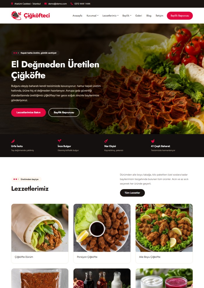 Çiğköfteci – Gıda sitesi teması