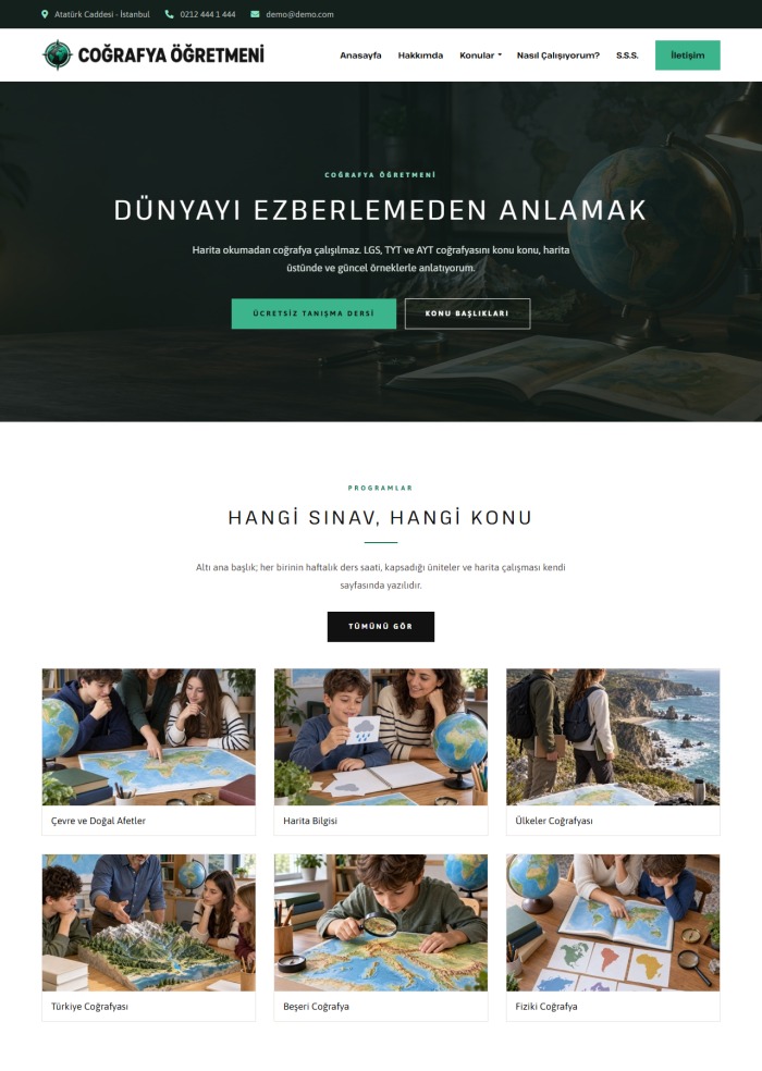 Coğrafya Öğretmeni – Eğitim sitesi teması
