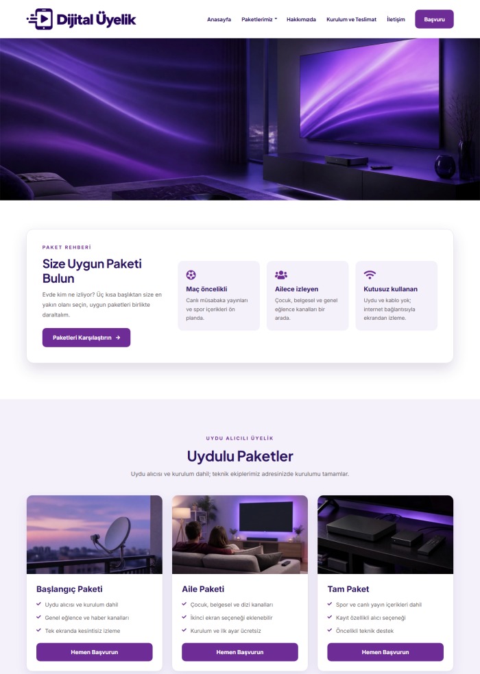 Dijital Üyelik – Reklam ve Medya sitesi teması