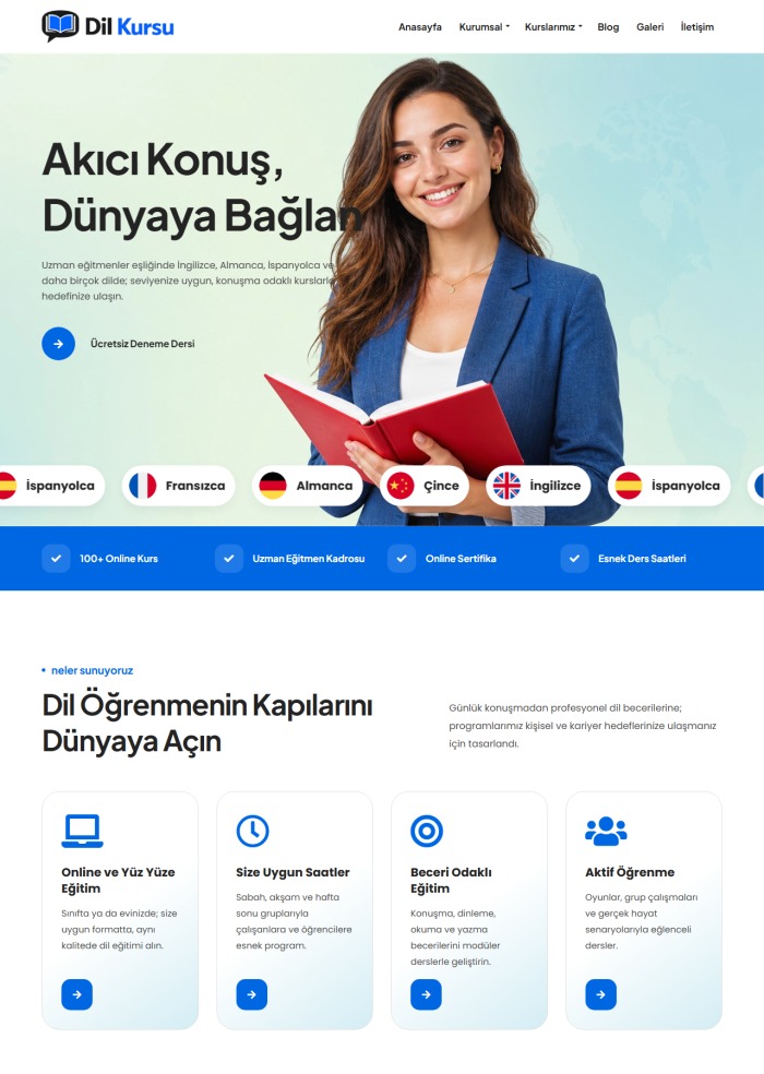Dil Kursu – Eğitim sitesi teması