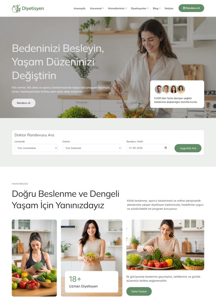 Diyetisyen – Sağlık sitesi teması