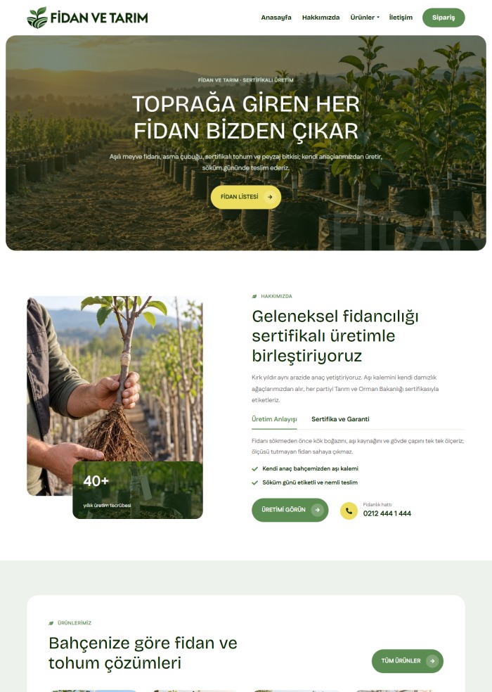 Fidan ve Tarım – Yeme İçme sitesi teması