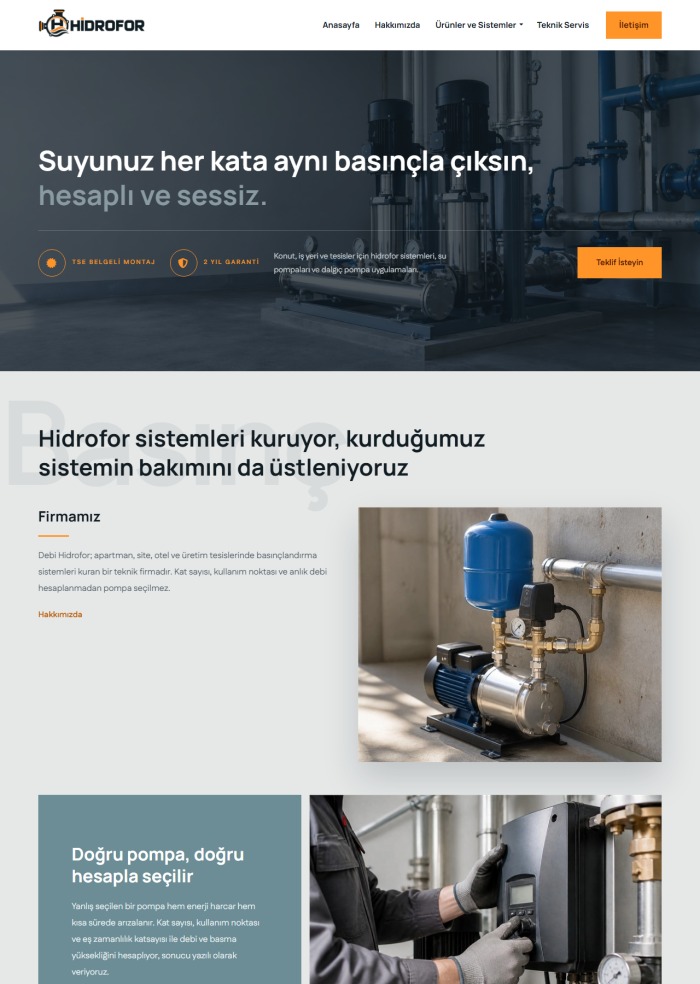 Hidrofor – Teknik Servis sitesi teması