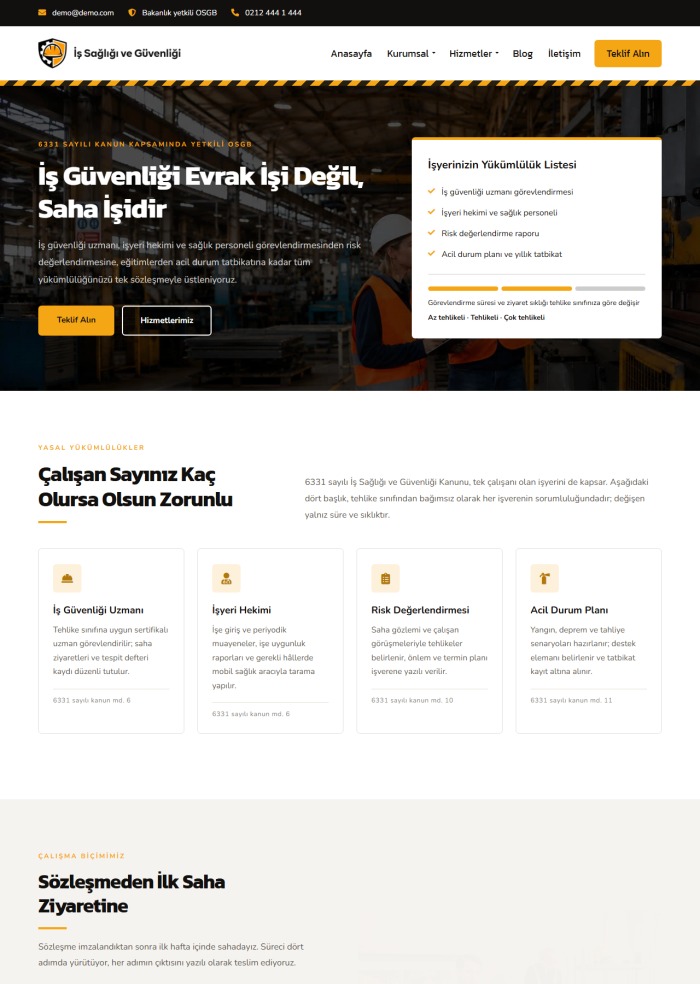 İş Sağlığı ve Güvenliği – Hukuk ve Danışmanlık sitesi teması
