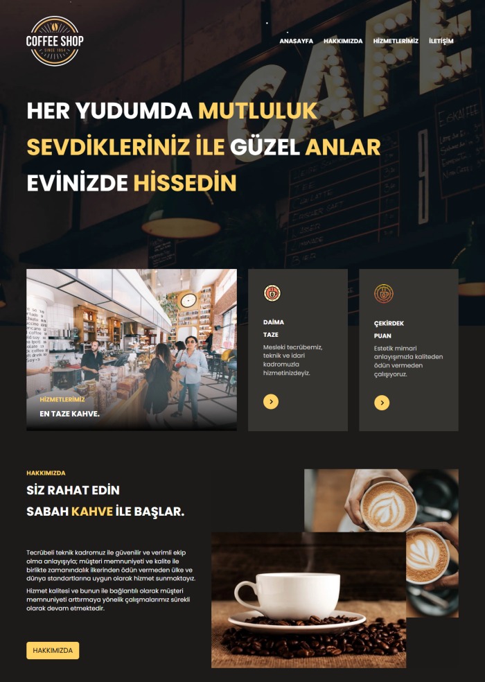 Kahve Dükkanı ve Barista – Gıda sitesi teması