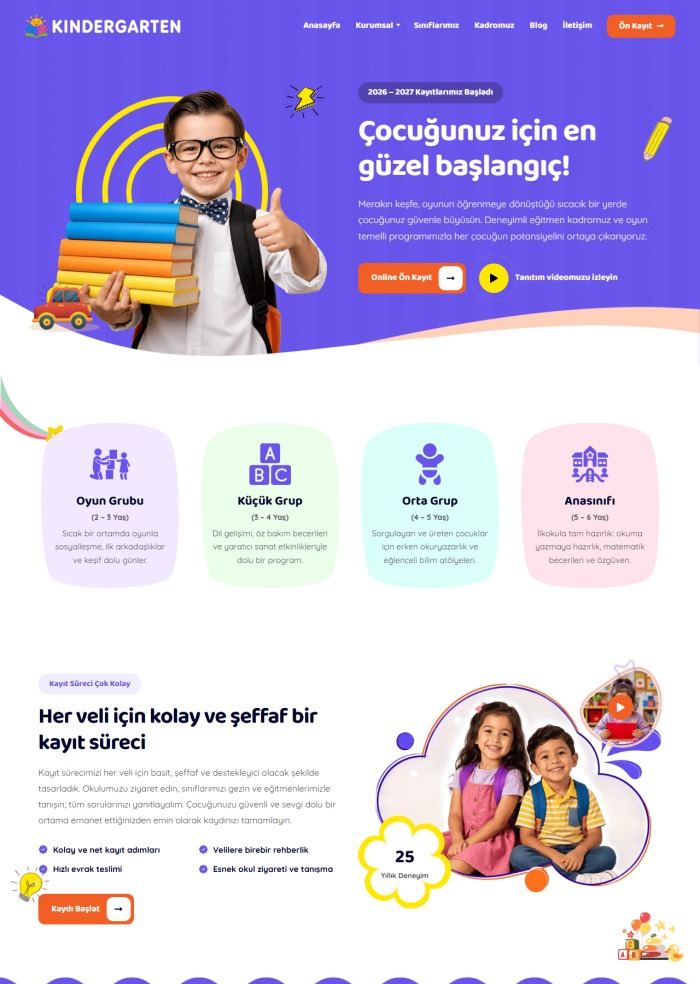 Kindergarten – Eğitim sitesi teması