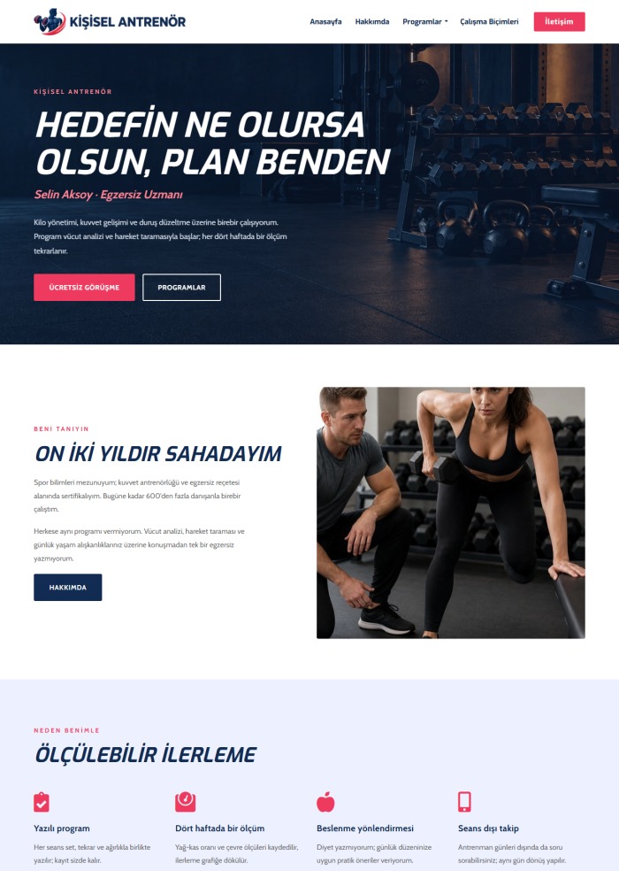 Kişisel Antrenör – hazır site teması