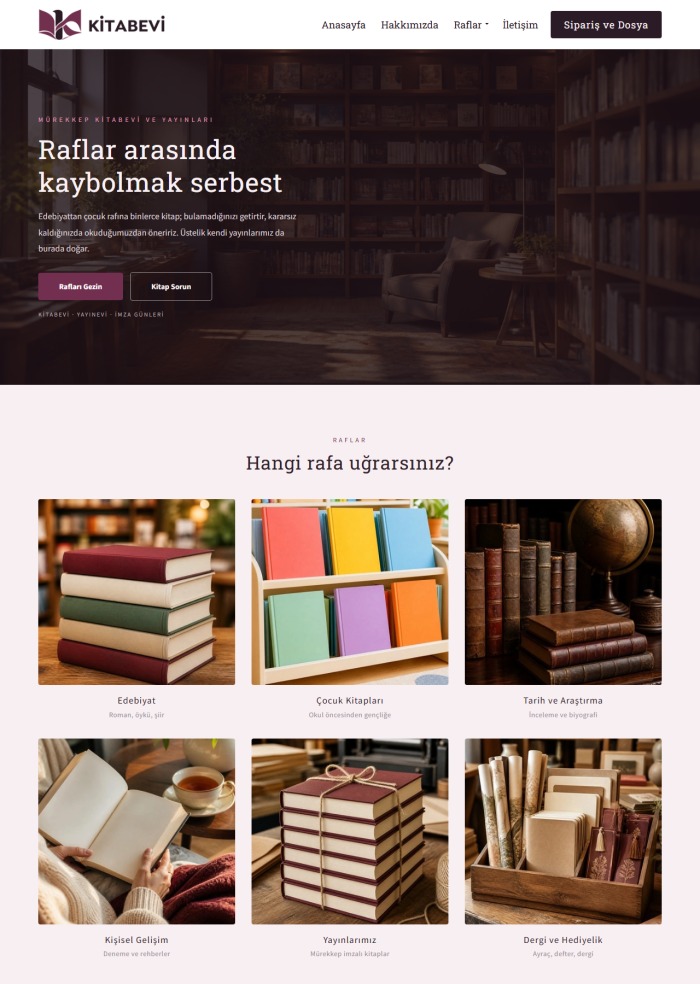 Kitabevi – Reklam ve Medya sitesi teması