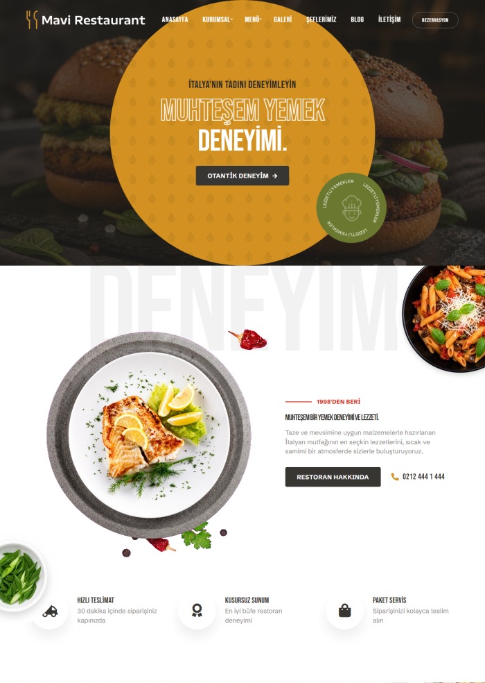 Mavi Restaurant – Gıda sitesi teması