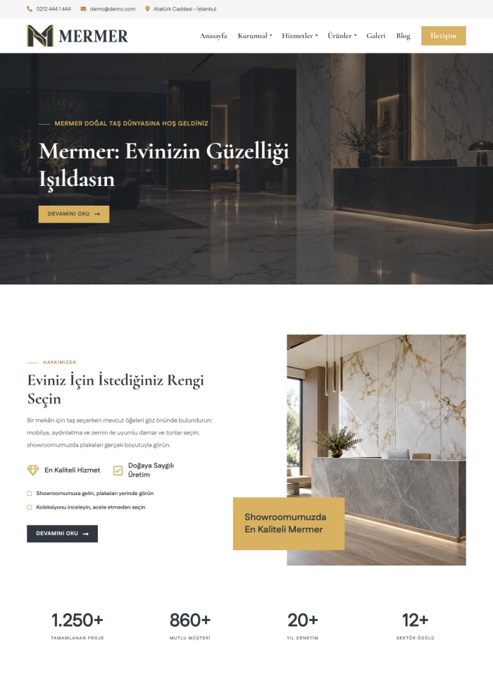 Mermer – hazır site teması