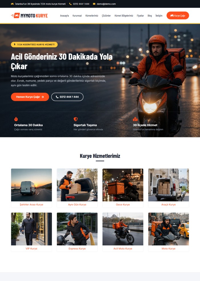 My Moto Kurye – hazır site teması