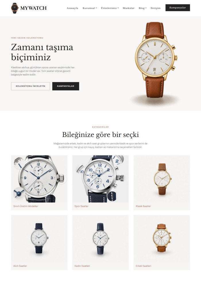 My Watch – Mağaza ve Perakende sitesi teması