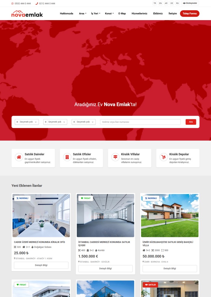Nova Emlak – Taşımacılık ve Lojistik sitesi teması