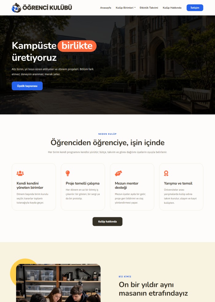 Öğrenci Kulübü – Eğitim sitesi teması