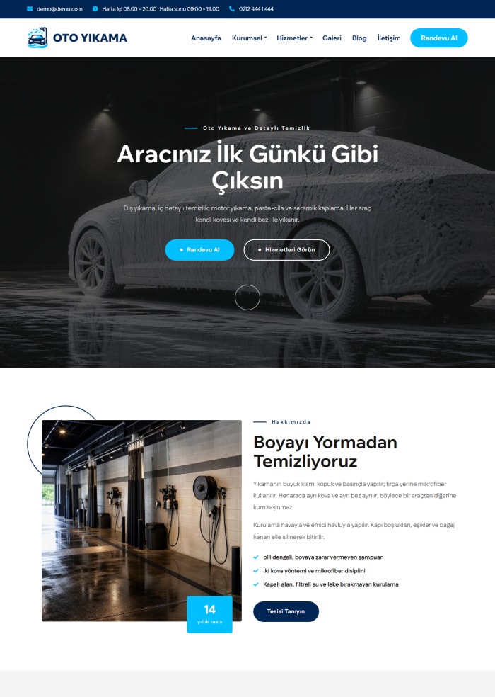 Oto Yıkama – Otomotiv sitesi teması