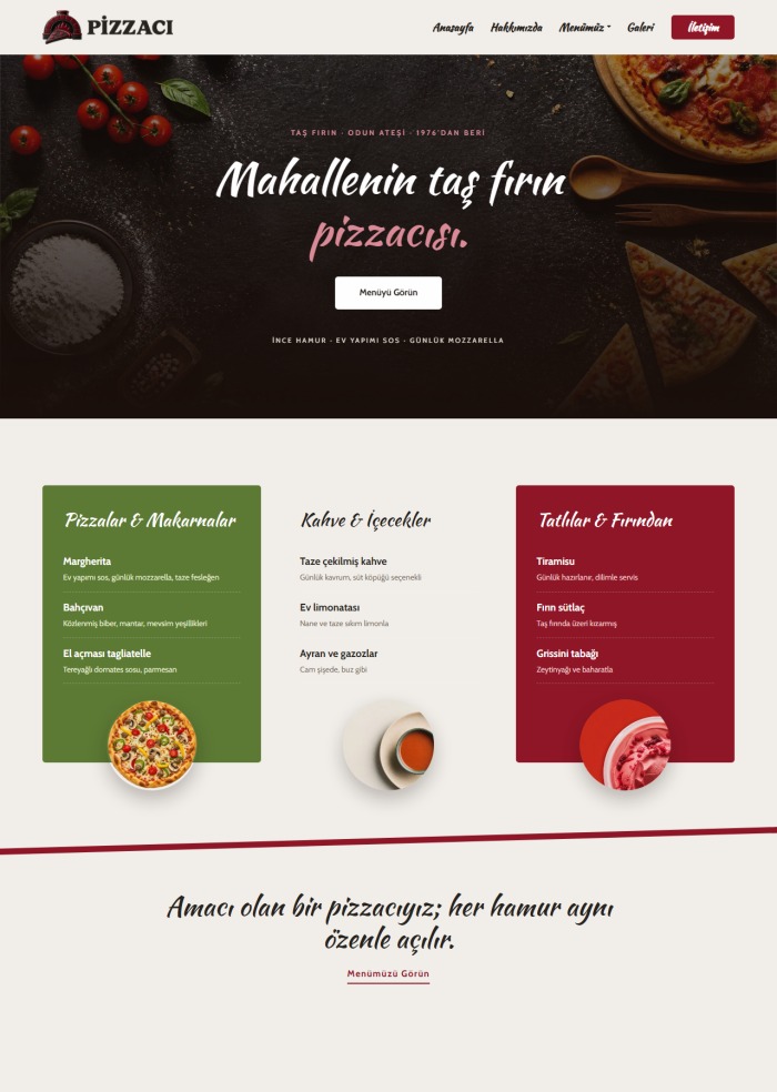 Pizzacı – hazır site teması