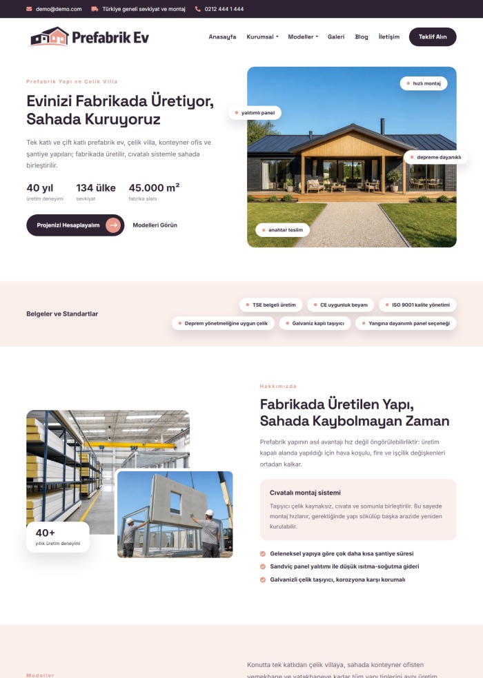 Prefabrik Ev – Turizm ve Konaklama sitesi teması