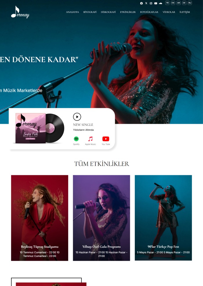 Serenay Music – Spor ve Hobi sitesi teması