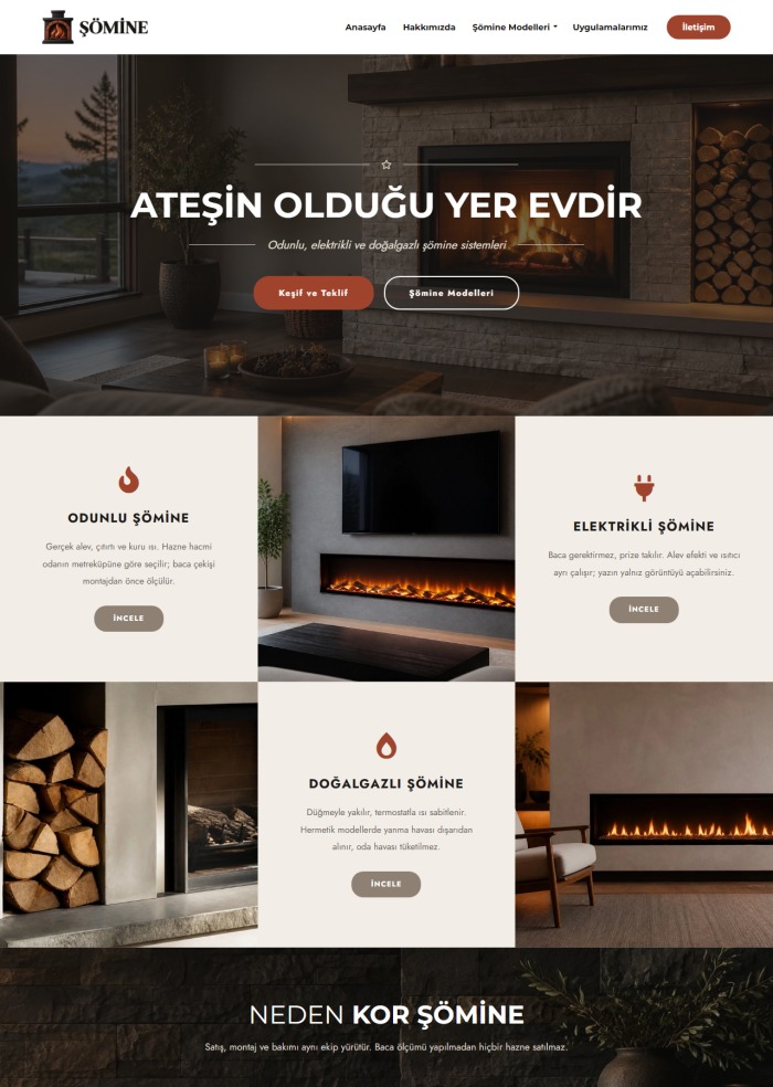 Şömine – hazır site teması