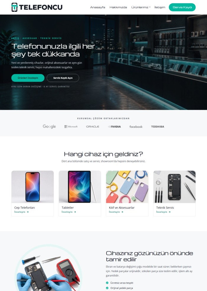 Telefoncu – Bilişim ve Teknoloji sitesi teması
