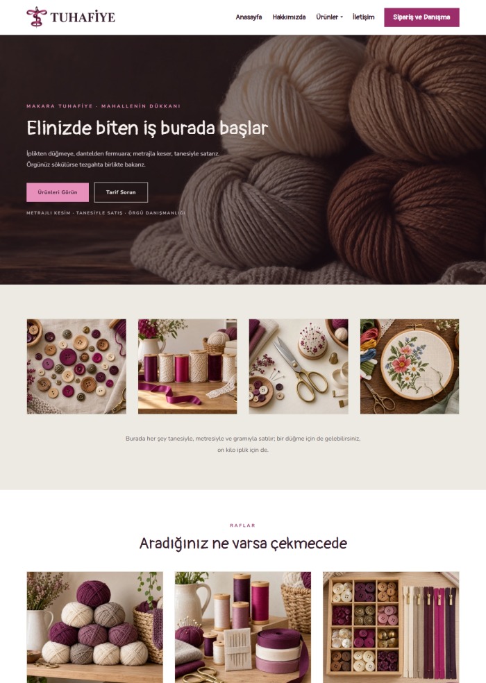 Tuhafiye – Ev ve Mobilya sitesi teması