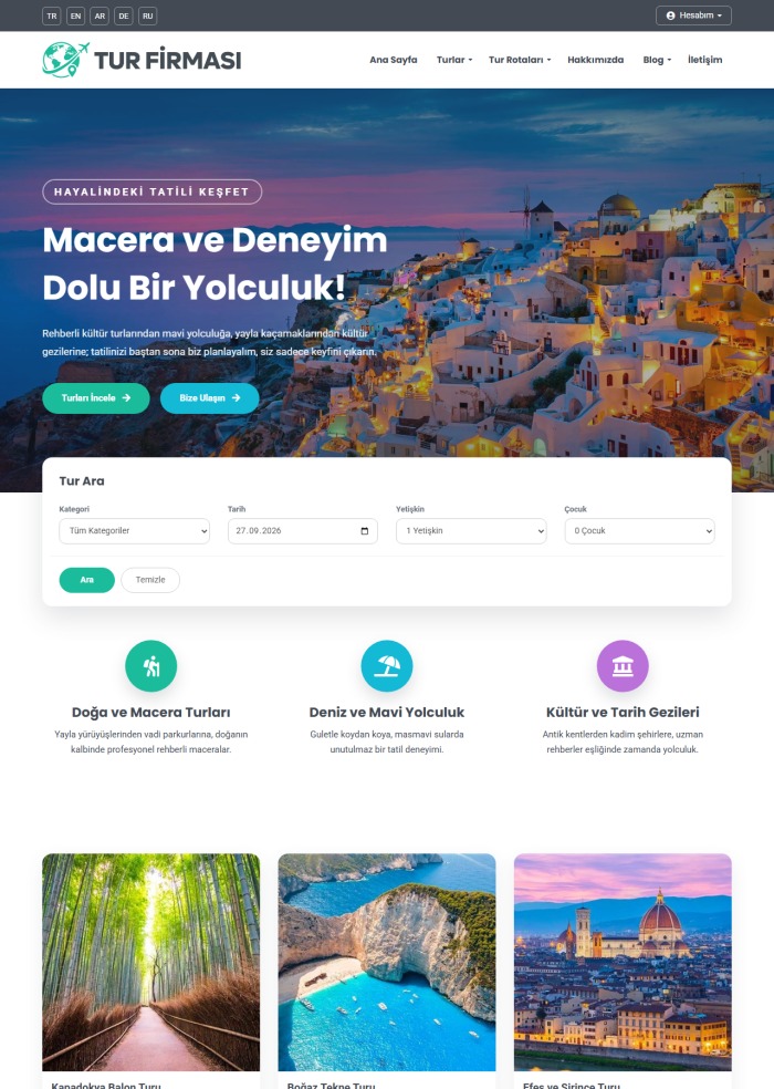 Tur Sitesi – hazır site teması