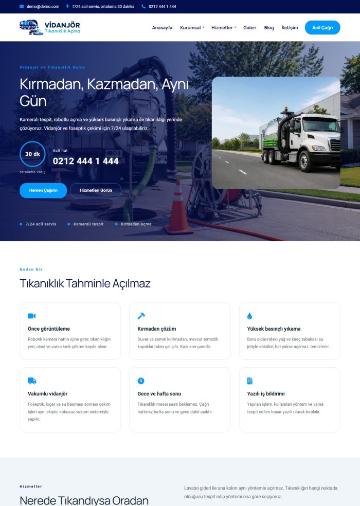 Vidanjör Tıkanıklık Açma – Teknik Servis sitesi teması